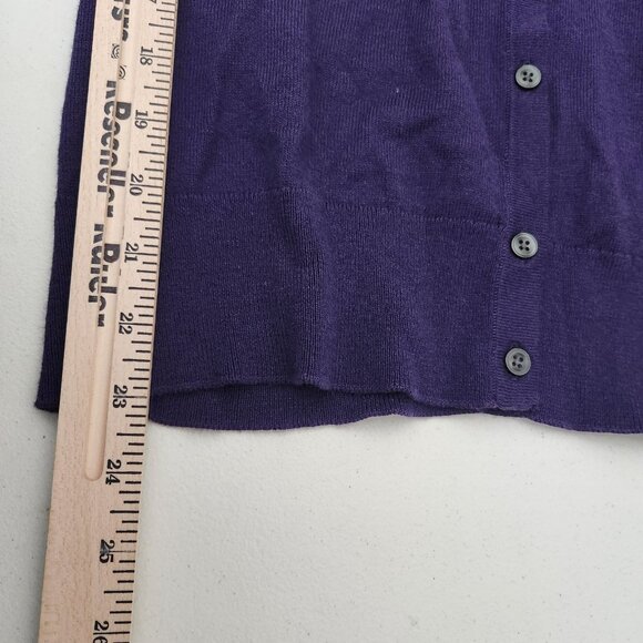 Ann Taylor Sweater Womens XL Purple Cardigan Button Front Crew Neck Long Sleeve - Picture 5 of 9
